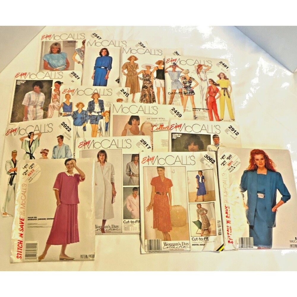 Vintage McCalls Sewing Patterns Lot of 13 80s 90s Dress Skirt Suit Jacket Blouse